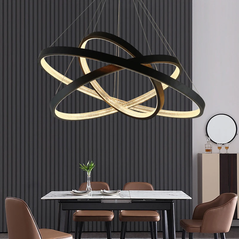 Fss Современная черная люстра с кольцом освещение для гостиной столовой спальни