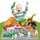 Фигурки животных большого размера, кот, собака, Лев, тигр, слон, динозавр, развивающие кубики, подарок для детей