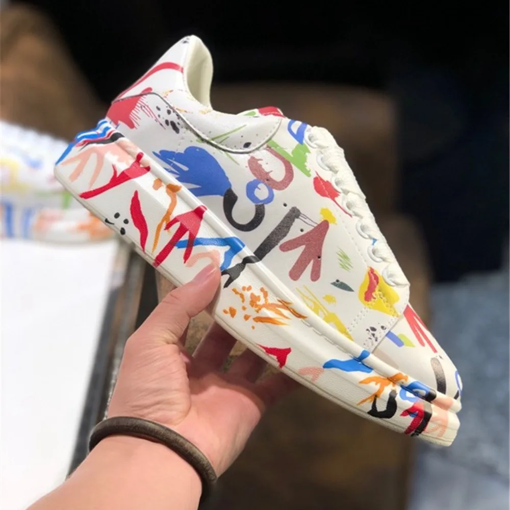 Женская обувь кроссовки из натуральной кожи Роскошные брендовые разноцветные