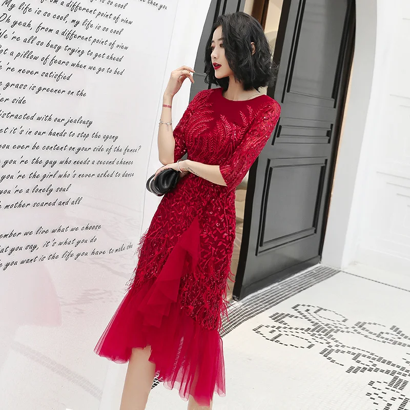 Женское вечернее платье-Русалка wei yin AE0217 длинное платье с рукавами до локтя