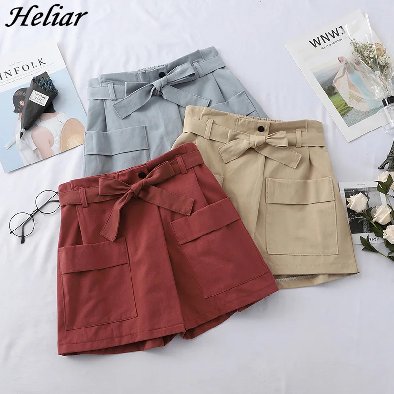 HELIAR 2019 весенние женские шорты с высокой талией повседневные бантом короткие