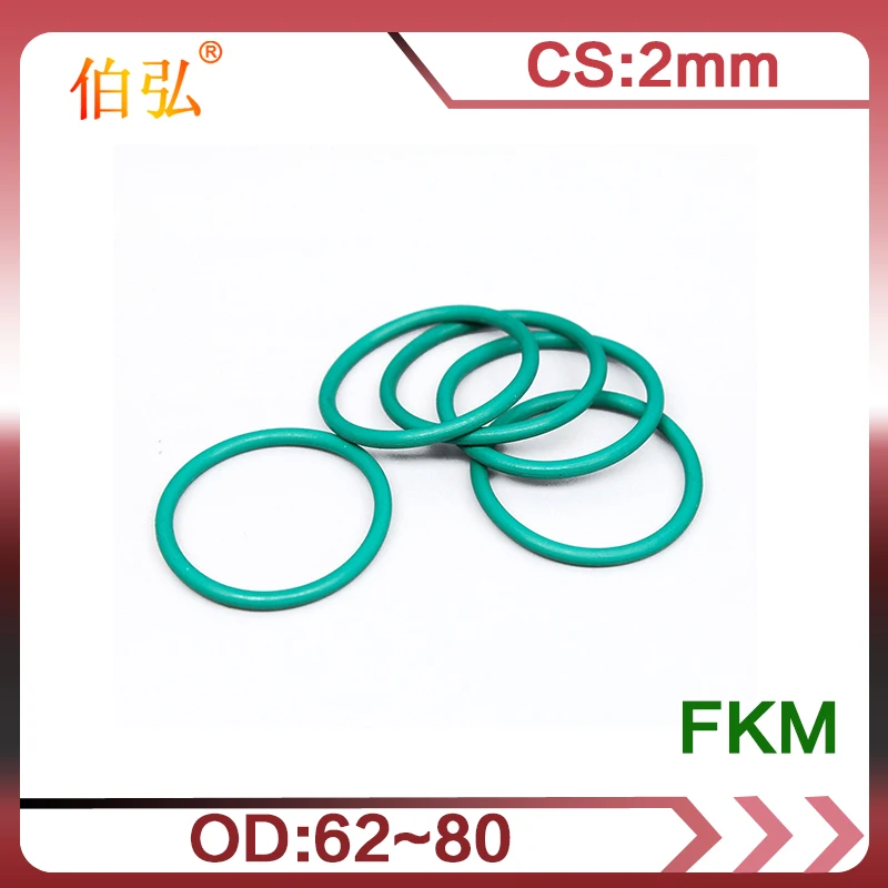

Fluororubber O-Ring 1PC/lot FKM Sealing CS 2mm OD62/63/64/65/67/68/70/75/80mm O-Ring Seal Gasket Ring