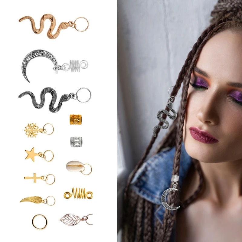 

Q1FA Dreadlocks Braid Metal Hair Coil Hair Rings for Braids Parts Shell Charms Star Hair Coil Decoration Accessories