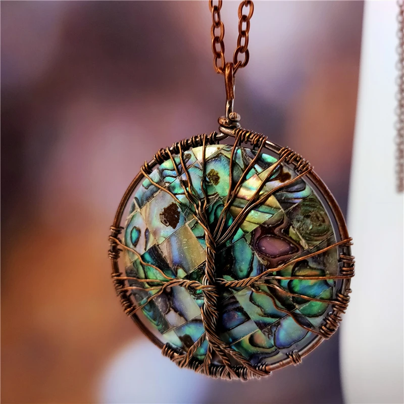 В винтажном стиле Модельные натуральным кулон в виде раковины абалона ожерелье