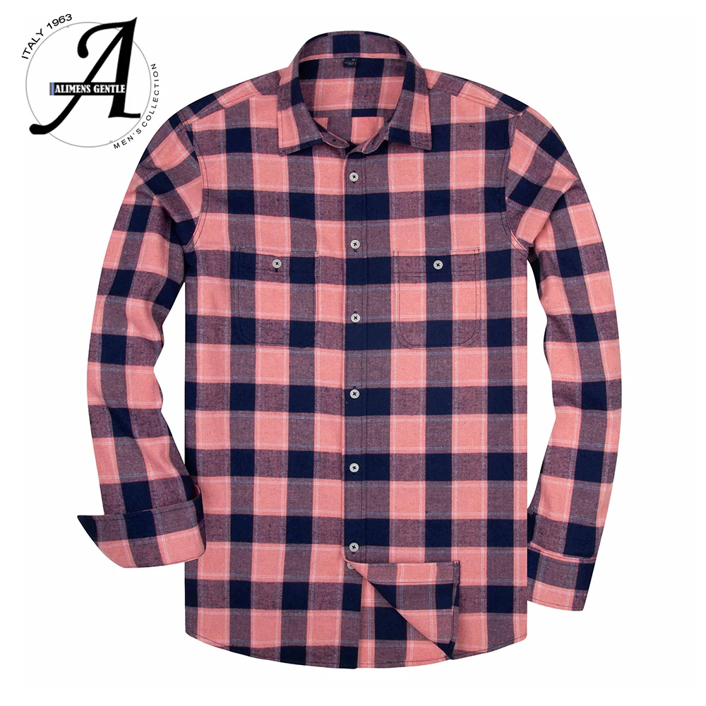 Мужская Фланелевая рубашка в клетку повседневная хлопковая с длинным рукавом