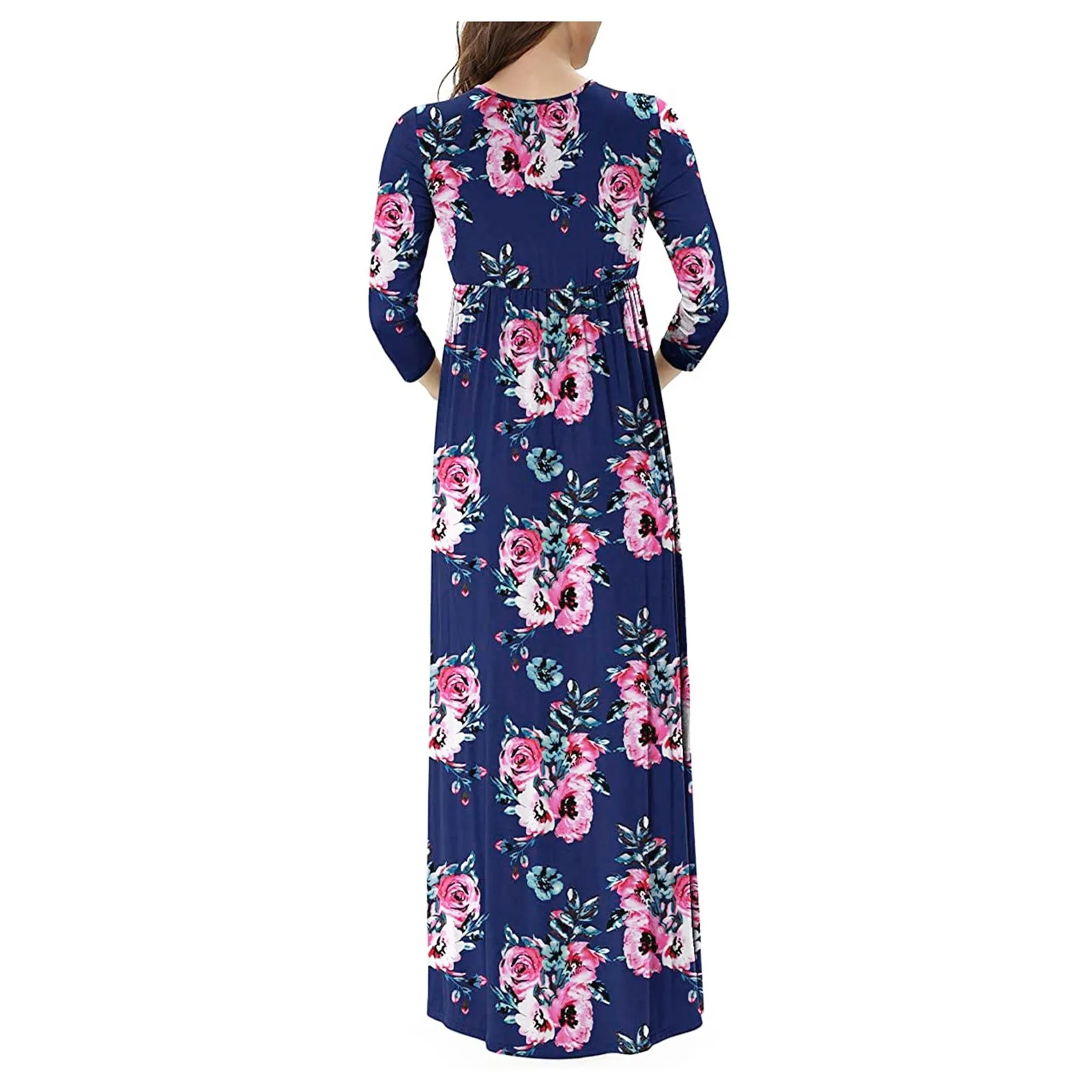 

Women Maternity Dressws Print Pregnancy Casual Clothes Summer Cotton Fashion 3/4 Sleeve V-neck Maxi Wrap Long Loose Dress #63