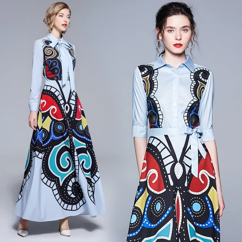Женское модельное платье макси праздничные платья с винтажным принтом