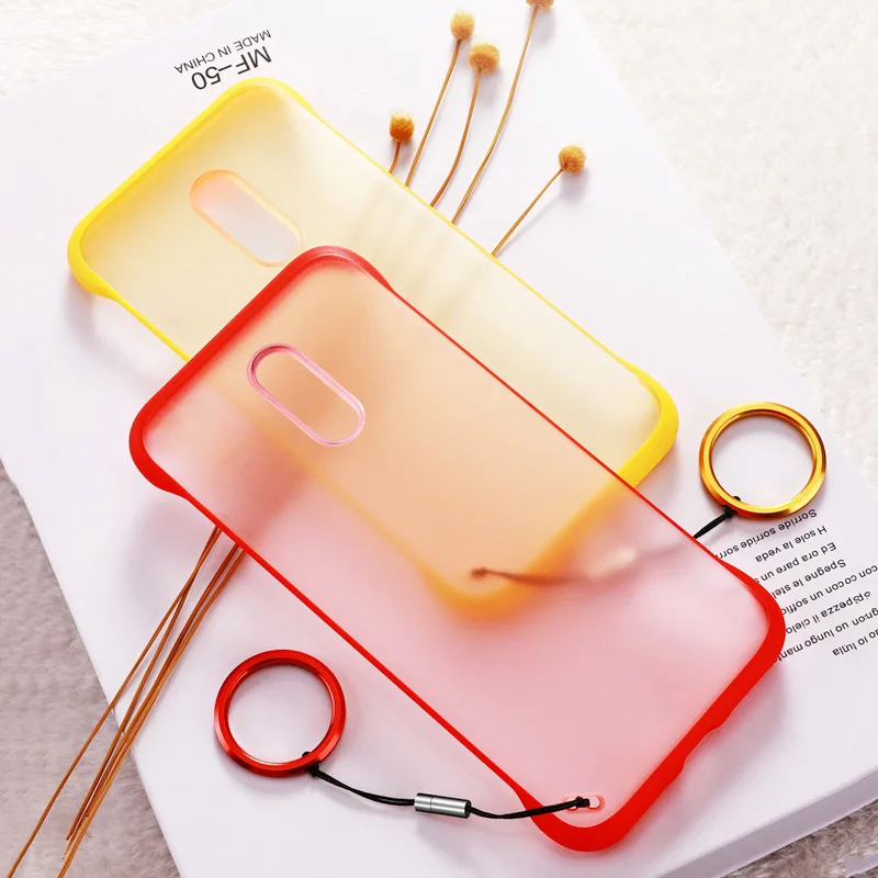 

Frameless Case for OnePlus 7 Pro Case Coque Ultra thin Transparent Back Finger Ring Cover for One Plus 7 Pro 7 Protective Bumper