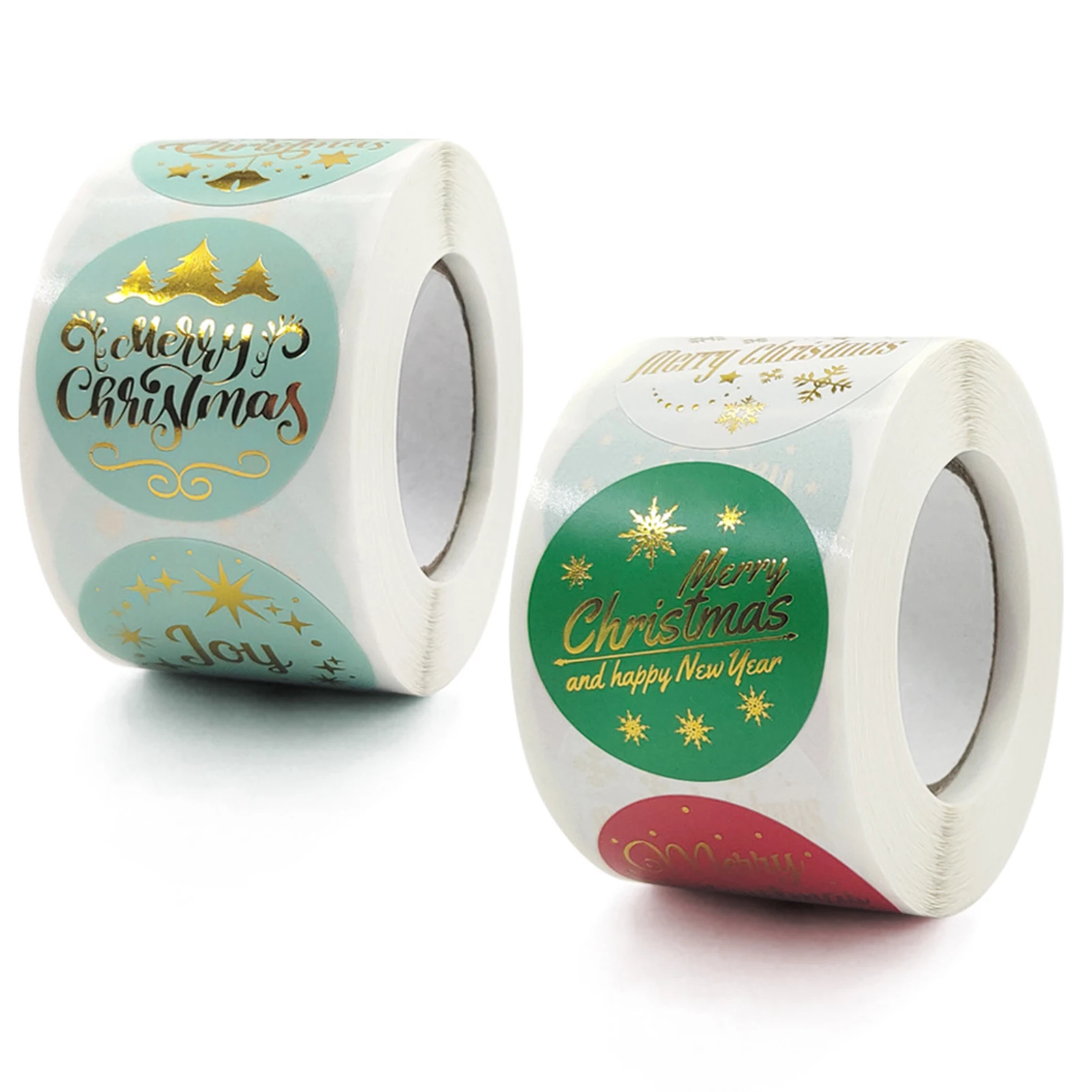 

Christmas Bronzing Stickers Roll 1.5inches Merry Christmas Round Labels 500-Count Stickers for Envelopes Gift Bags
