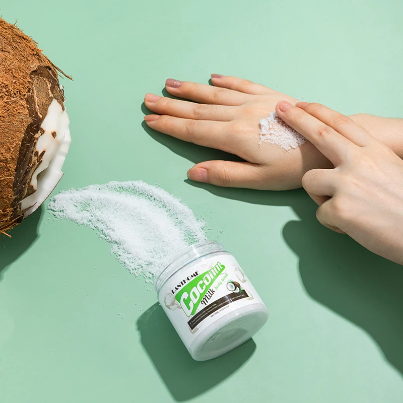 LANTHOME Coconut Milk Body Scrub Bath Salt Exfoliating Moisturizes Coconut Milk Scrub Naturally Pure Body For Face Body Care
