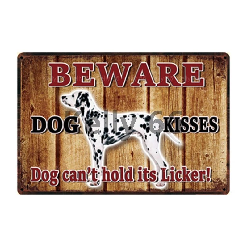 [Kelly66] Остерегайтесь поцелуев Хаски лабрадор дальмация Такса металлический знак