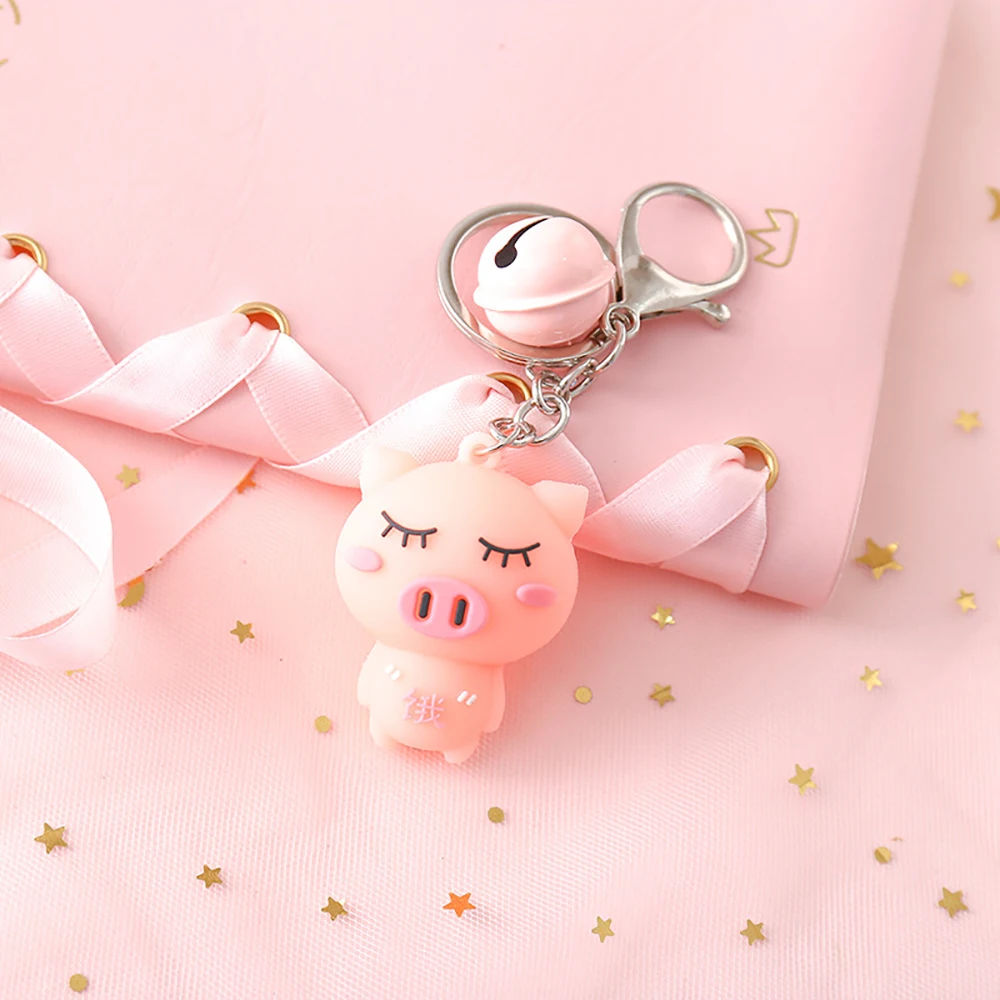 Милый розовый женский брелок для ключей с маленьким колокольчиком и