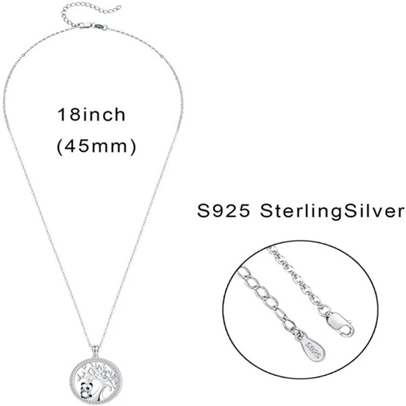 

Cute Panda Pendant Animal Necklace Round Crystal Necklace Bamboo Necklace Gift For Panda Lover Women