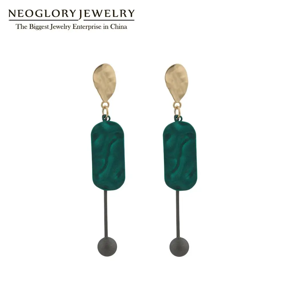 Женские Висячие серьги Neoglory Длинные овальные с эмалью корейский дизайн модные