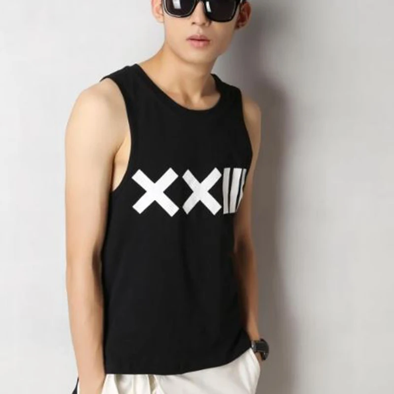 Футболка мужская Асимметричная без рукавов короткая спереди и сзади длинная