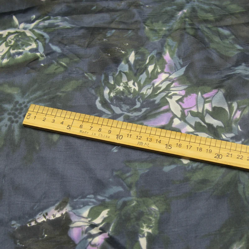 Шелковая ткань Habotai темно цветочный дизайн 100% чистый шелк ширина 140 см SHB032|Ткань| |