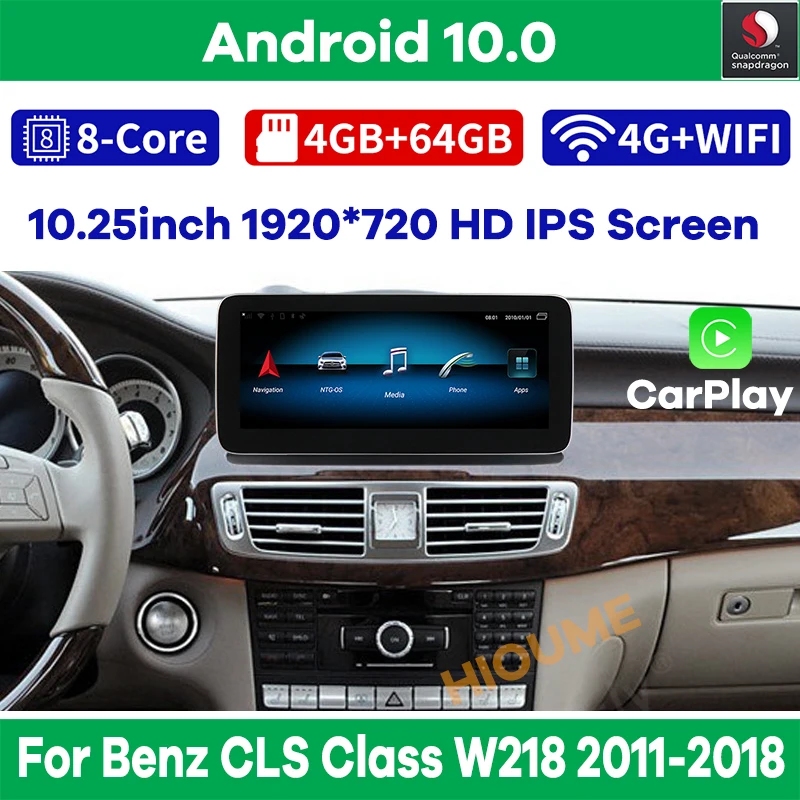 Автомобильный мультимедийный плеер 10 25 дюйма Snapdragon Android 0 GPS для Mercedes Benz CLS Class W218 2011