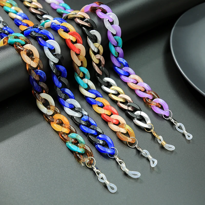 

Женская цепочка для солнцезащитных очков MOPAI, разноцветная цепочка из крупных акриловых звеньев, ожерелье ручной работы, ювелирные аксессу...