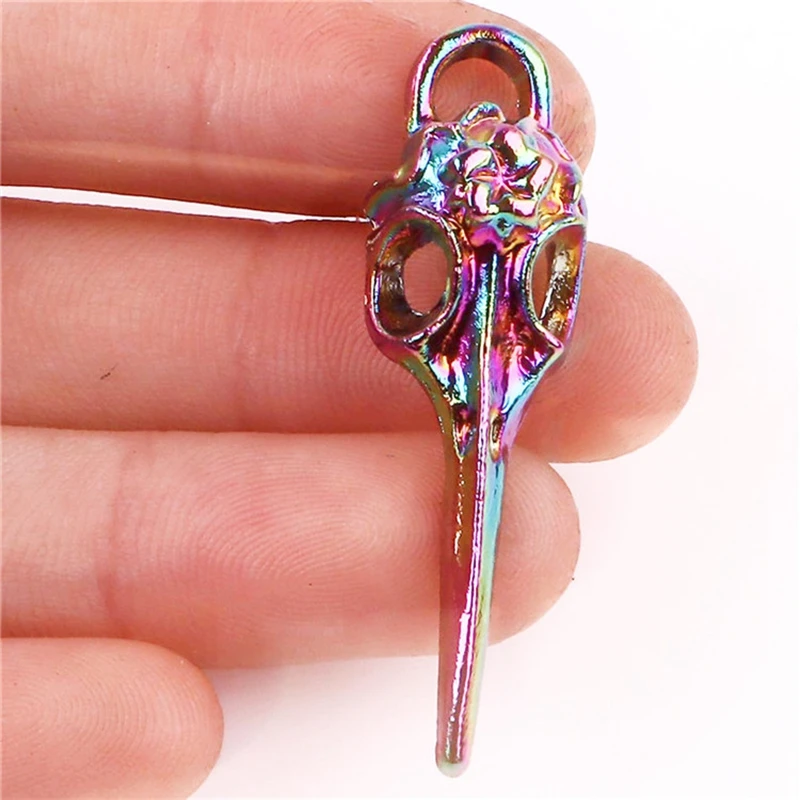 5 шт. радужные готические подвески в виде черепа Викинга птицы скелета головы