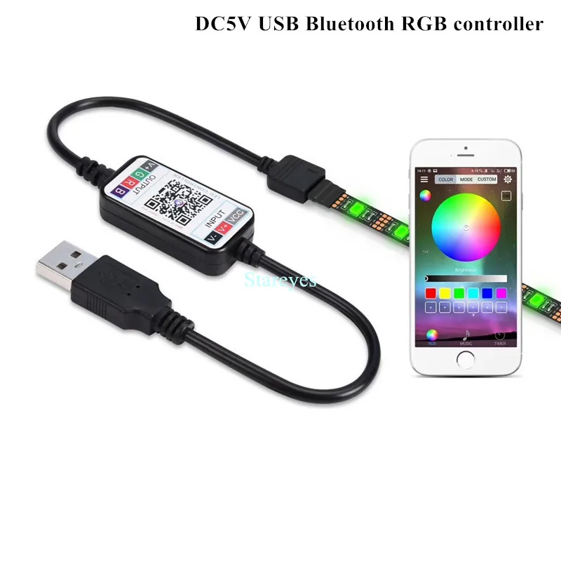 1 шт. DC5V USB светодиодный RGB контроллер мини 3Key Диммер IR 24Key RF 17key Bluetooth беспроводной