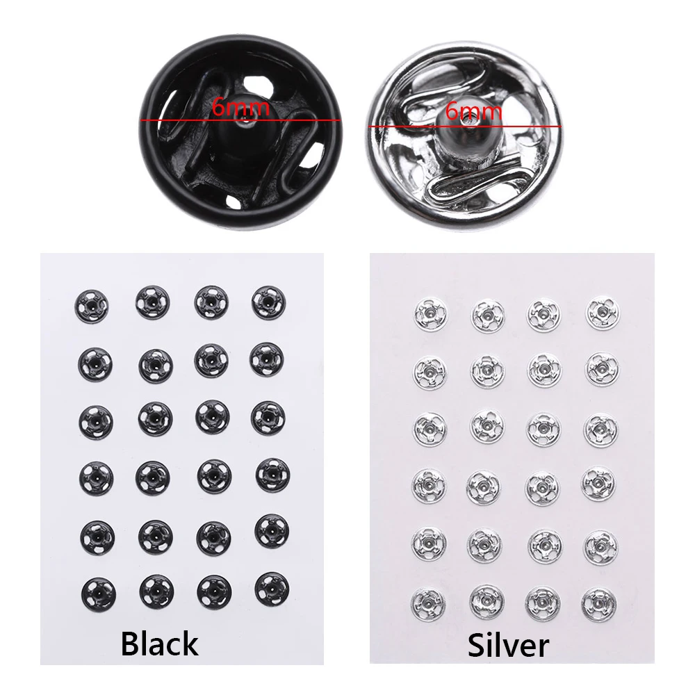 24Pcs Mini Buttons Buckles for DIY Doll Clothes 6mm Metal Buckle Invisible Snap#