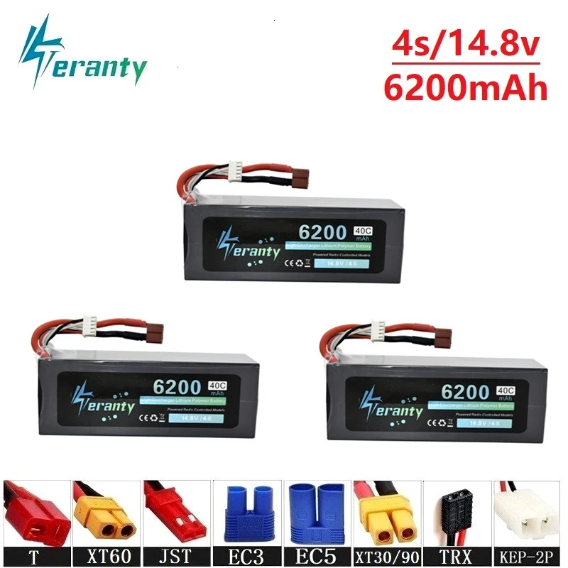 

Аккумулятор Lipo 4s, 14,8 в, 6200 мА · ч, для радиоуправляемых дронов, литиевая батарея 40C, 14,8 в, для вертолетов, автомобилей, лодок