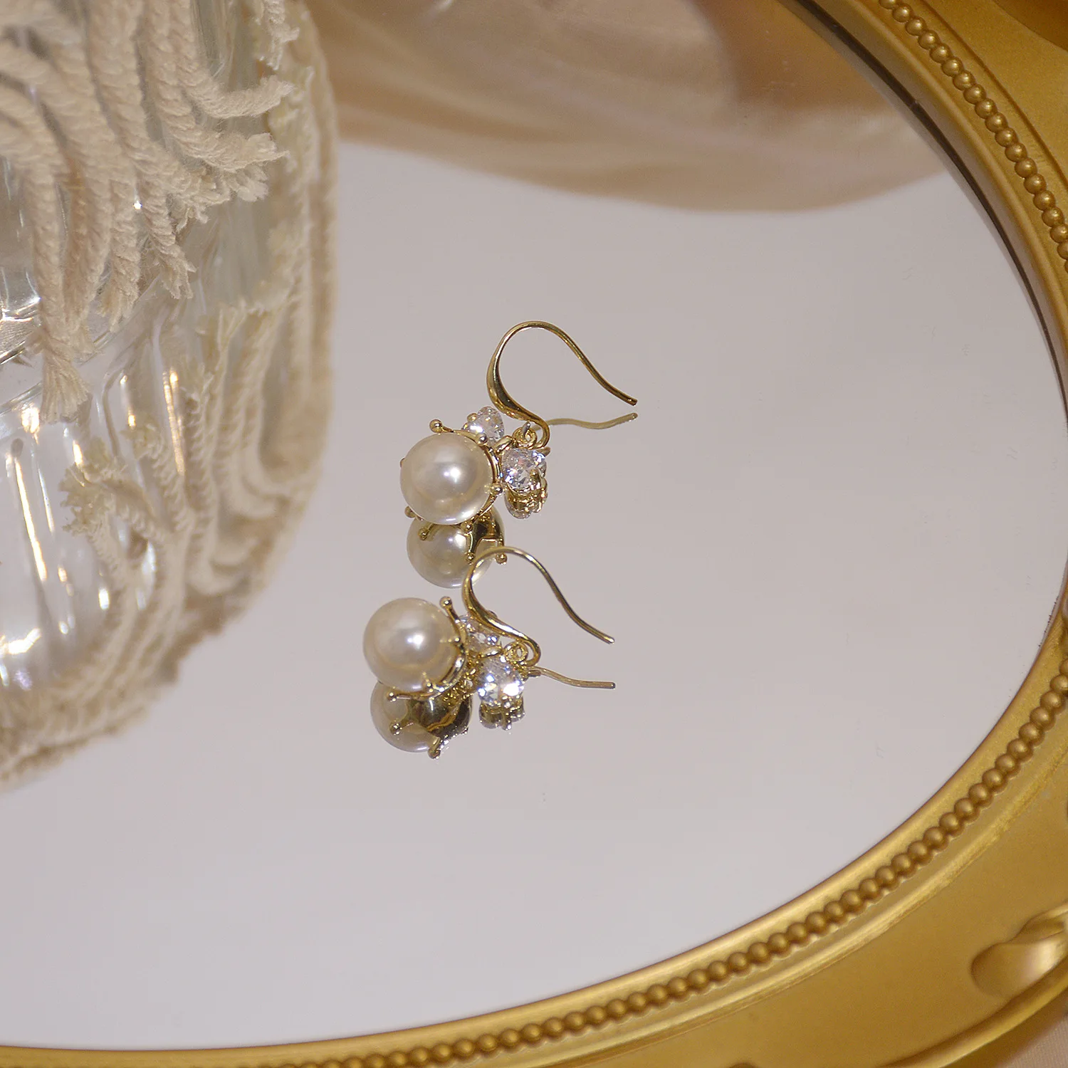 

New Design Luxury 14K Real Gold Pearl Exquisite Bow Stud Earrings for Women Cubic Zircon ZC Sweet Earrings