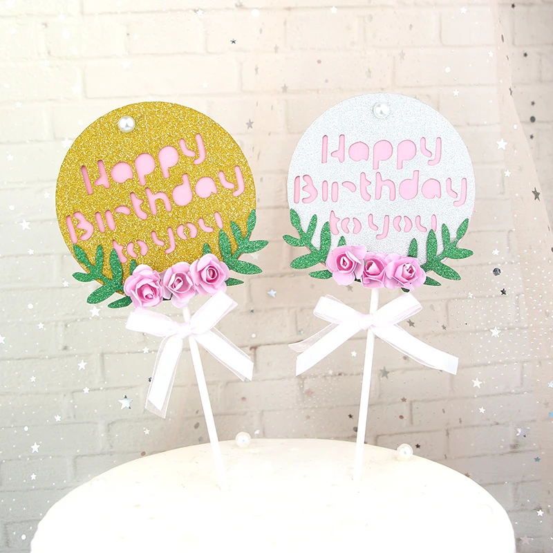 Cakelove 1 шт. цветок зеленый лист с днем рождения торт Топпер вставка флаг женский