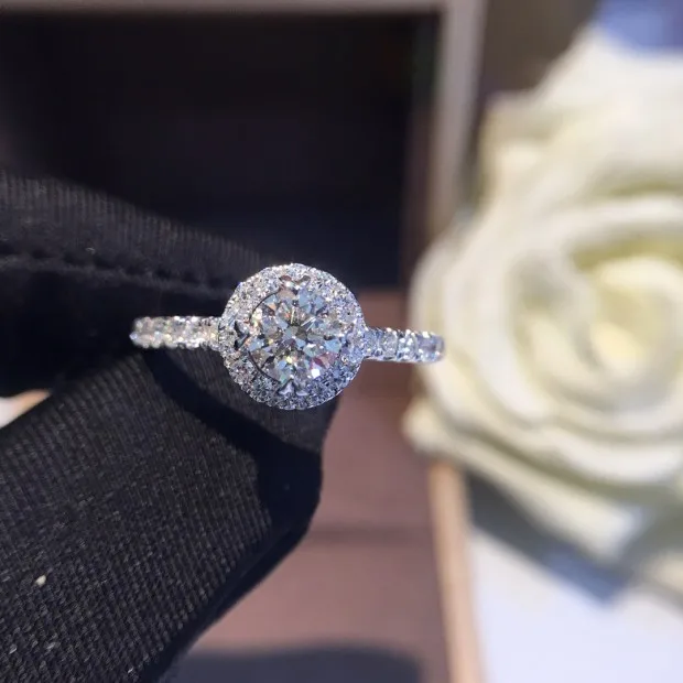 Кольцо с натуральным бриллиантом 18K золото чистое красивое кольцо драгоценными