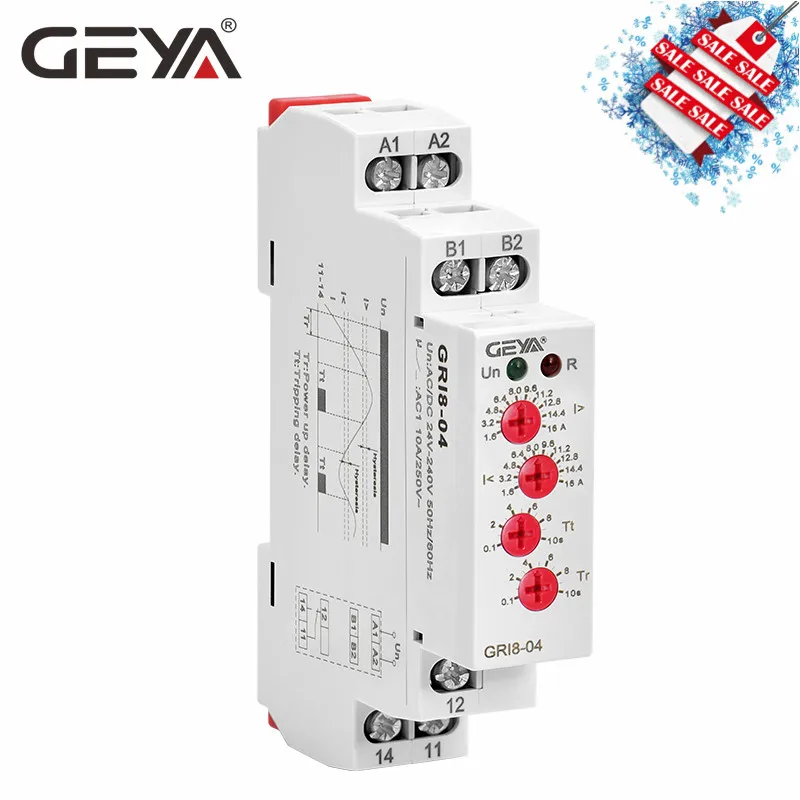 GEYA GRI8-04 перегрузки по току и под током монитор 0.05A 1A 2A 5A 8A 16A реле мониторинга тока