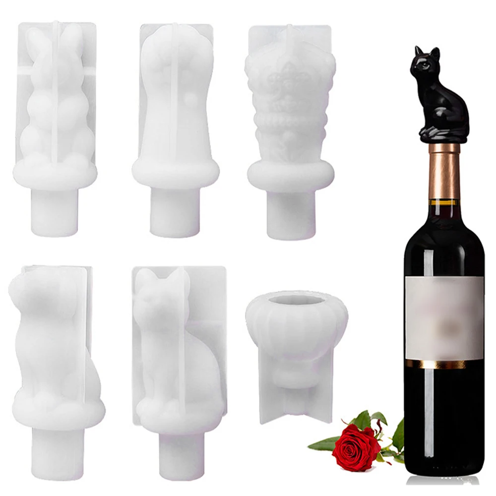 

Creative Red Wine Bottle Stopper Mold DIY Epoxy Resin Mold Crown Cat Claw Rabbit Cork Cover Silicone Mould Crafts Decor Tool