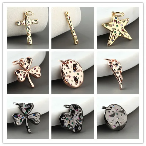 

Gold Pendants Charms for Jewelry Making Copper Inlaid Zircon CZ Diy Necklace Earring Charms Boho Accessories Fashion Jewelry