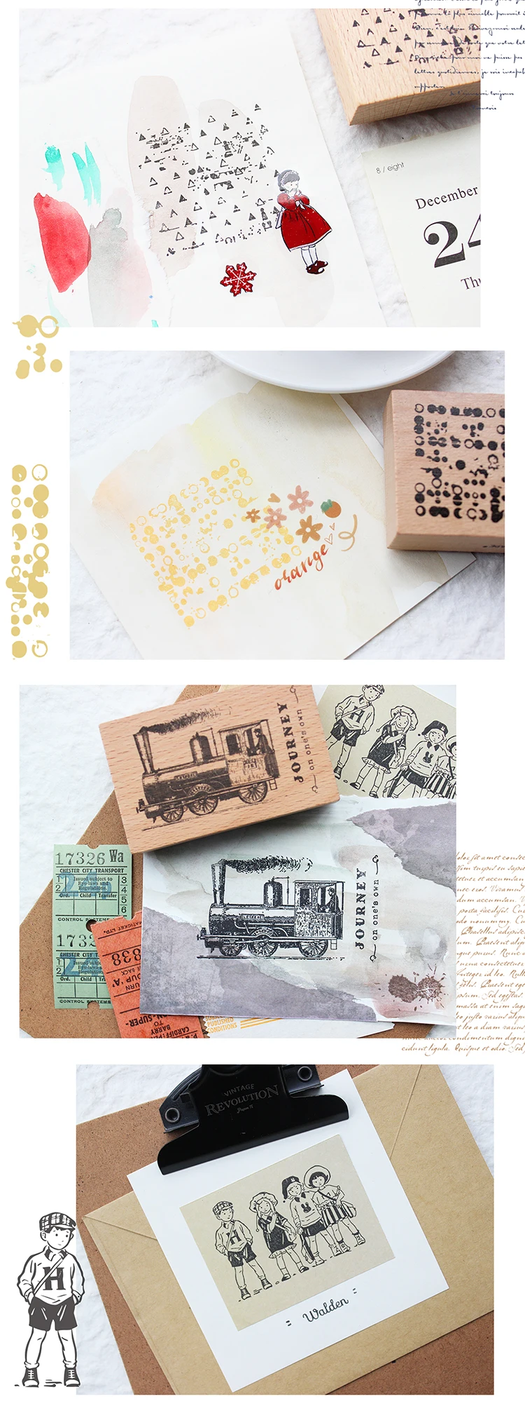 moodtape vintage wood clear stamp for DIY scrapbooking/photo album Decorative stamp vegetation plant rubber stamp seal