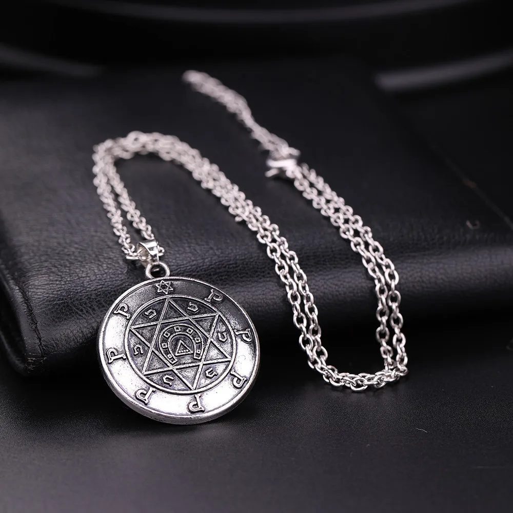 LIKGREAT винтажное ожерелье со звездой Давида Круглый Кулон удачи амулет ювелирные