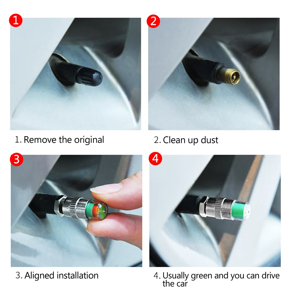 Монитор давления в шинах автомобиля 2 4 Бар колпачок клапана датчик индикатор 3