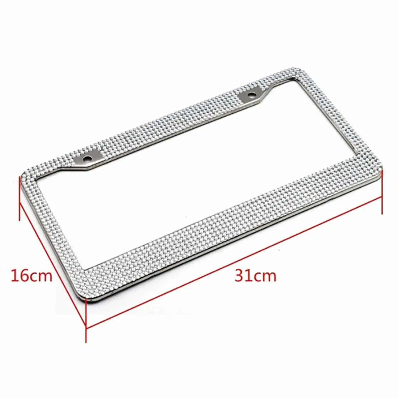 

License Plate Frame with Bling Crystal Decoration Stainless Steel Handcrafted Rhinestone Plate Edge Protect Car Accessories