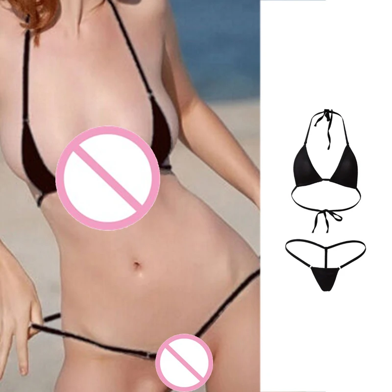 Женское сексуальное микро мини бикини стринги нижнее белье бюстгальтер одежда