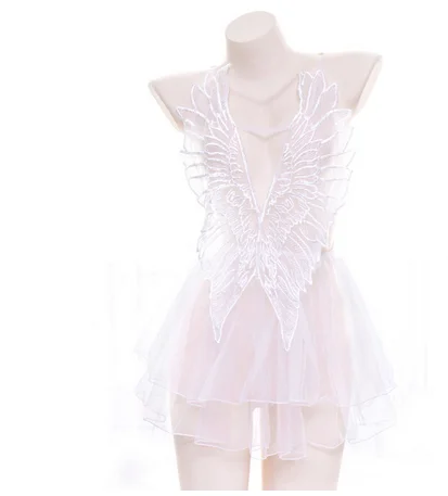 Женская пикантная ночная рубашка с крыльями ангела винтажный комплект пижам из