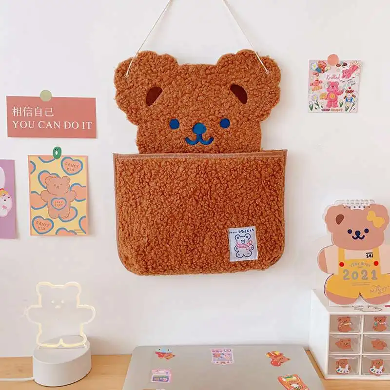 

Japanese Cute Bear Wall Hanging Storage Bag Ins Hanging Bag Bedroom Behind The Door Storage Bag Decoration Hanging