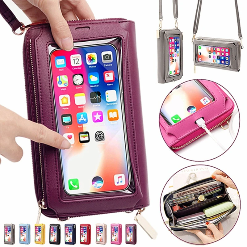 

Women Touch Screen Wristlet Handbag Protection Small Wallet Purse Crossbody Phone Bag