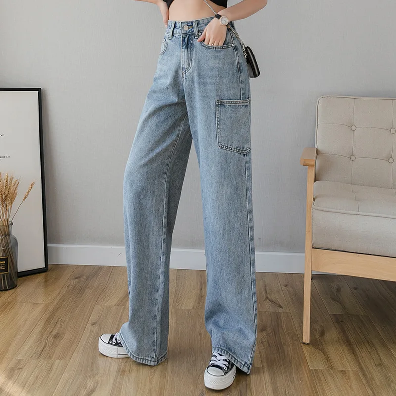 

2021 High Waist Loose Jeans For Women Comfortable Fashion Casual Straight Leg Baggy Pants Mom Jeans Washed Boyfriend Jeans New