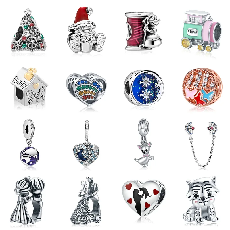 

New Fashion Charm Original Colorful Train Heart Shape Family Beads for Women Bracelet Necklace Accessories Accessories Gifts DIY
