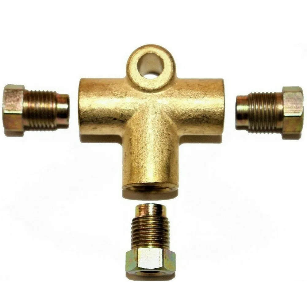 Universal 3 Way Brake T Piece Tee With 3 Male Nuts Short Union Metric M10 3/16" Pipe 10mm Brake Hoses & Accessoires