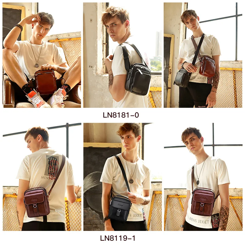 

Men Bag Crossbody bag 100%genuine Leather Messenger Bag Men Shoulder Brown Bag Handbag Crossbody Vintage Cowhide Travel Male Bag