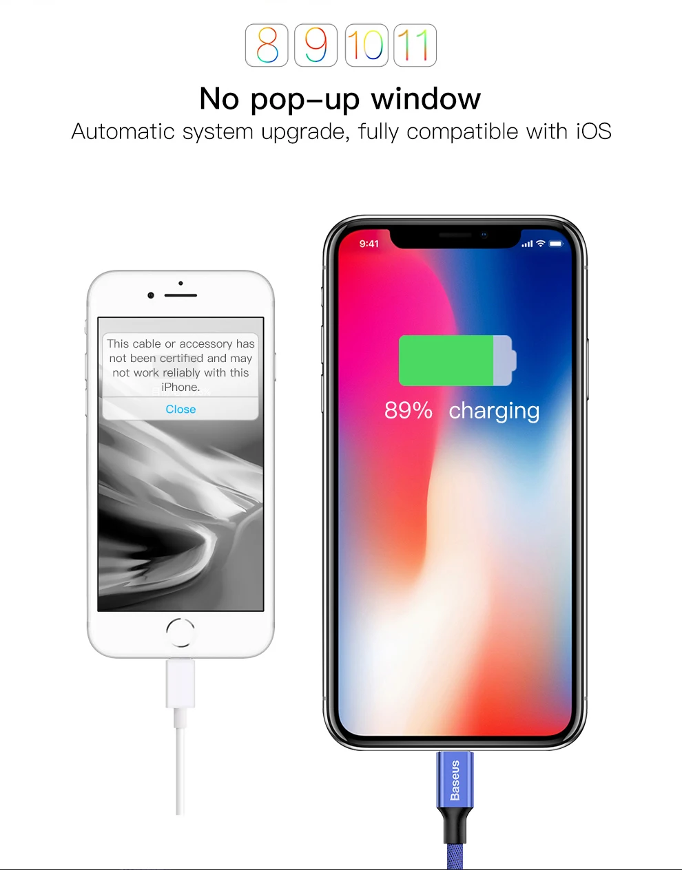 Baseus usb-кабель для iPhone X, 8, 7 Plus, кабель для быстрой зарядки, usb-кабель для мобильного телефона, кабель для передачи данных для iPhone 5, 6, 6 S, iPad, usb-кабель для зарядки