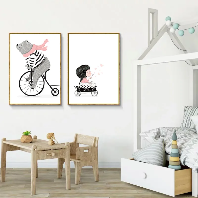 Настенная картина для детской комнаты с животными большим медведем Постер в