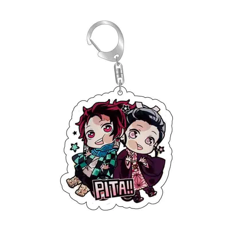 

Demon Slayer Keychain Anime Figure Nezuko Inosuke Zenitsu Kawaii Acrylic Keychain Double-Sided Transparent Stand Pendant Toys