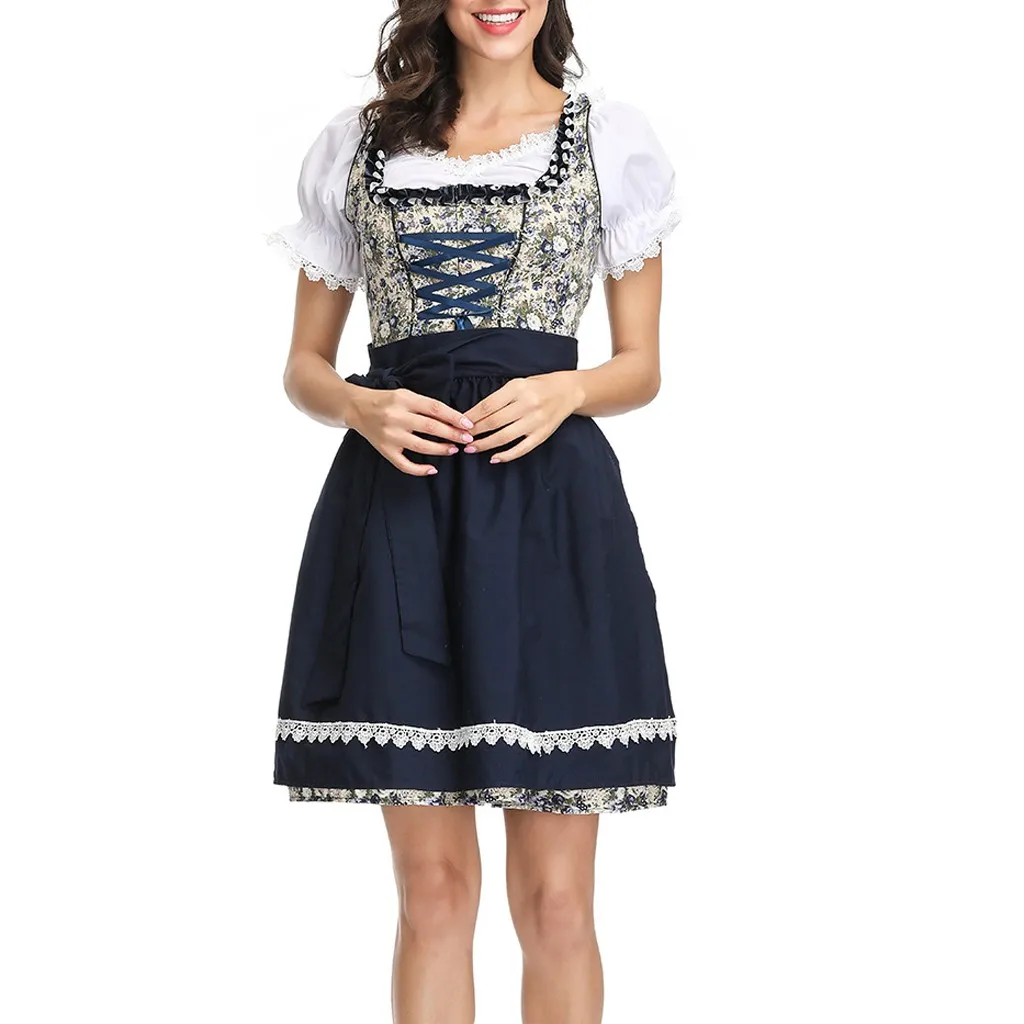 2020 Октоберфест искусственная кожа милое женское платье-дирндл традиционный