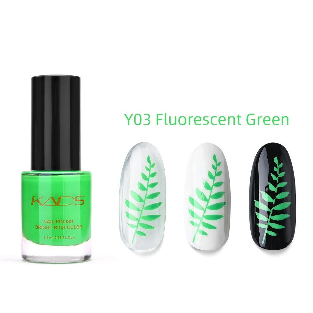 Y03 Fluorescence KADS, новинка, 9,5 мл, два в одном, лак для ногтей, тиснение, чистый цвет, флуоресценция, жемчуг, лак для ногтей, для тиснения, лак для ногтей - Цвет: Y03 Fluorescence