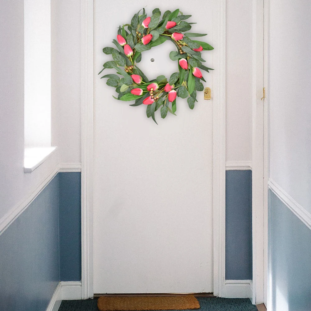 

Flower Wreath Home Holiday Decor Silk Cloth Garland 50cm For Wedding Wood Rose Wall Decoration